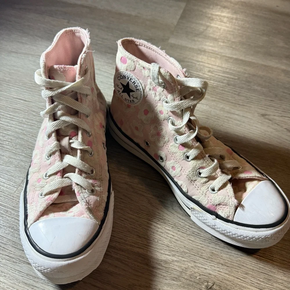 Converse Chuck Taylor Lift High Pink Floral Platform High Top Sneakers